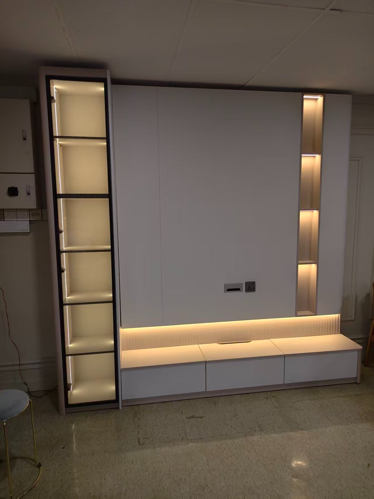 Modern Wall Mount TV Cabinet with LED Display Shelf | Floating TV Console | Custom Built-In TV Cabinet Penang & Kedah