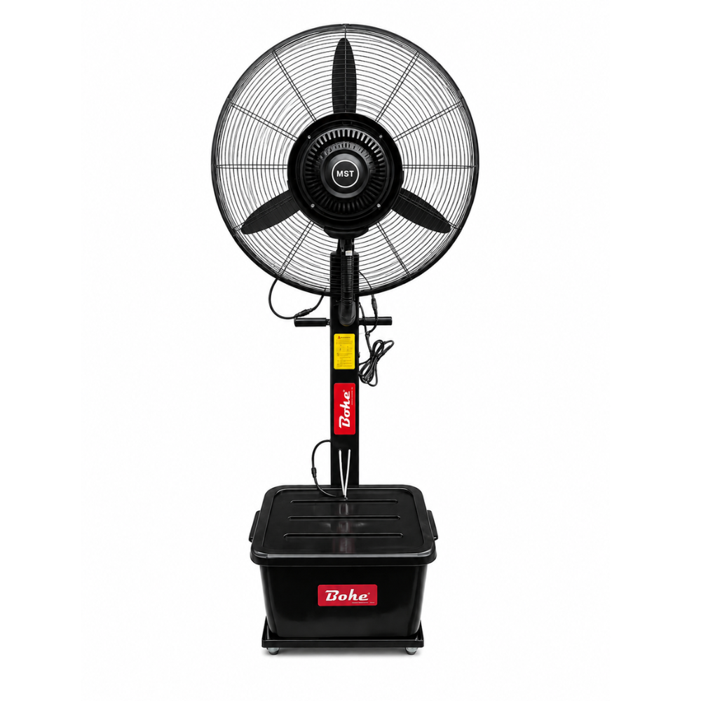 BOKE 26-Inch Industrial Water Mist Fan – High Airflow Outdoor Cooling & Misting System
