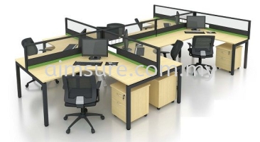 6 pax L shape workstation with U metal leg and desking wire trunking panel system