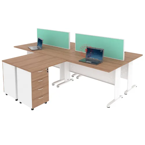 MJ Rectangular Workstation Cluster of 4 / Office Table Workstation / Meja Pejabat Kerja / Meja office