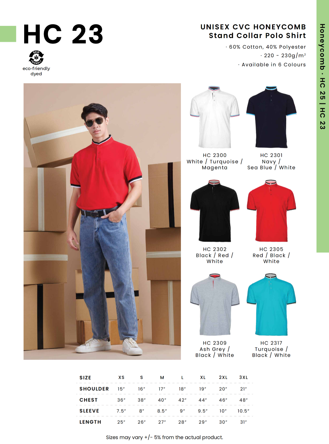 HC23 Cotton Polo Tee Unisex -MOCKNECK