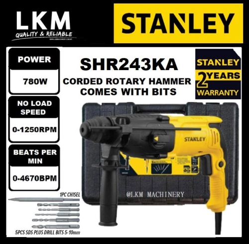 STANLEY SHR243KA Professional 3 Mode SDS-Plus Rotary Hammer 780W 24MM