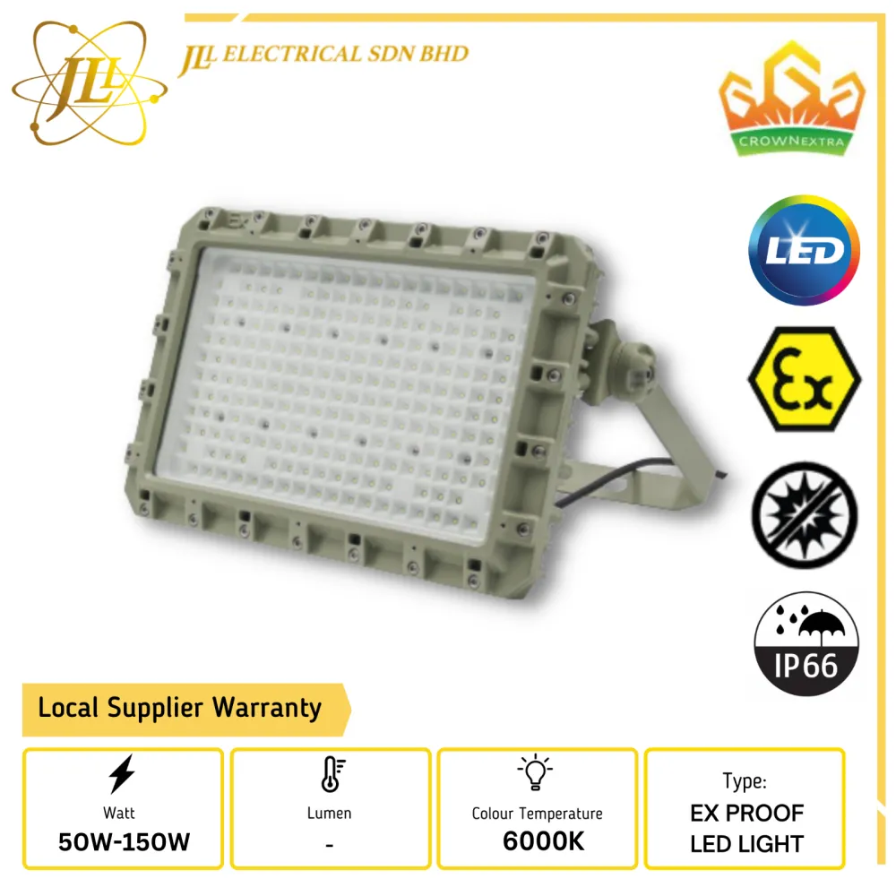 CROWN EX GYD780 EXPLOSION PROOF LED FLOODLIGHT IP66 90-295VAC [50W/100W/120W/150W] (IECEX CERTIFIED)