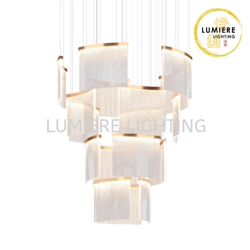 Post Modern Luxury Gold High Ceiling Pendant Light