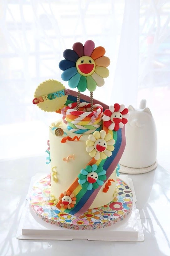 Rainbow Flower Murakami Cake