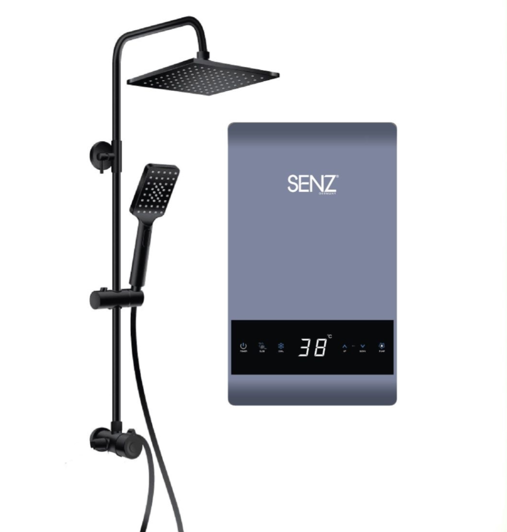 SENZ SZ-WH1018-MSIL EcoPro Fully Digital Instant Water Heater with DC Pump & Manual Valve – Silver Horizon Design | Anti-Scald Protection | 4.5kW