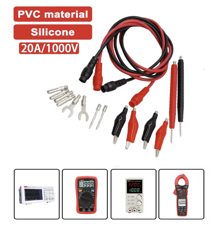 SNAKOL 16pcs Universal Multimeter Test Leads Kits with Interchangeable Dials 1000V 20A Silicone Wire Meter Cable