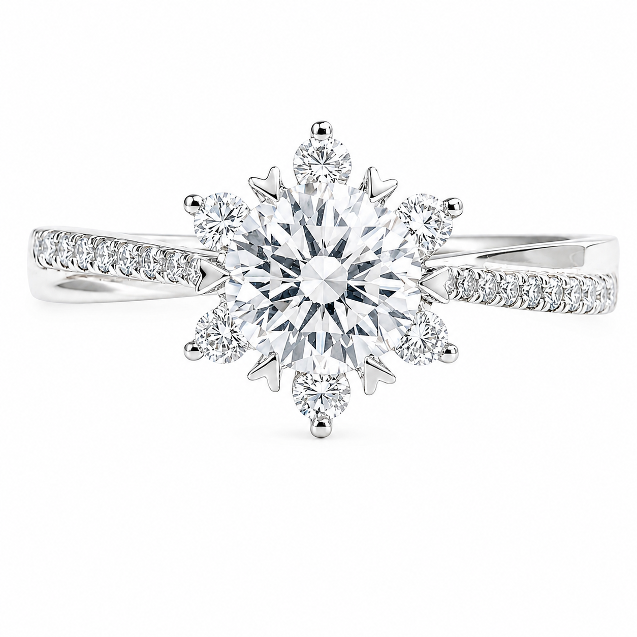 Roman & Co庐 Nyrelia Snowflake Crown Engagement Ring