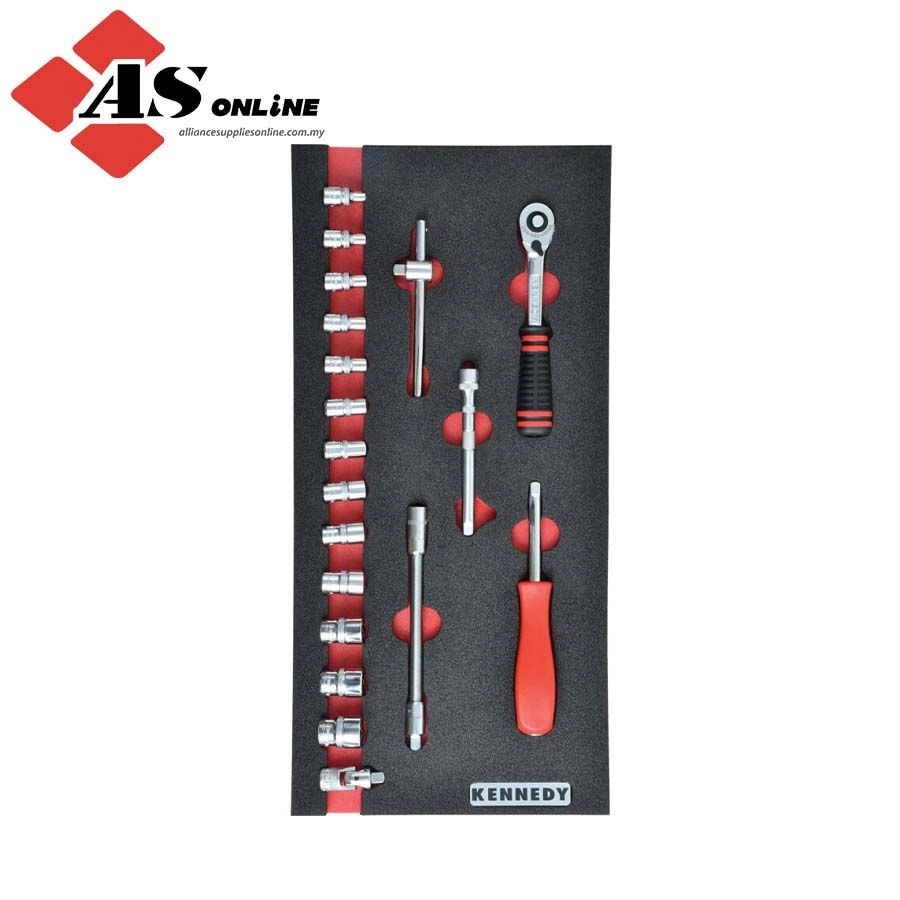 KENNEDY 19 Piece Ken-grip 1/4" Square Drive Metric Socket Set in 1/3 Foam Inlay for Tool Cabinets / Model: KEN5950230K