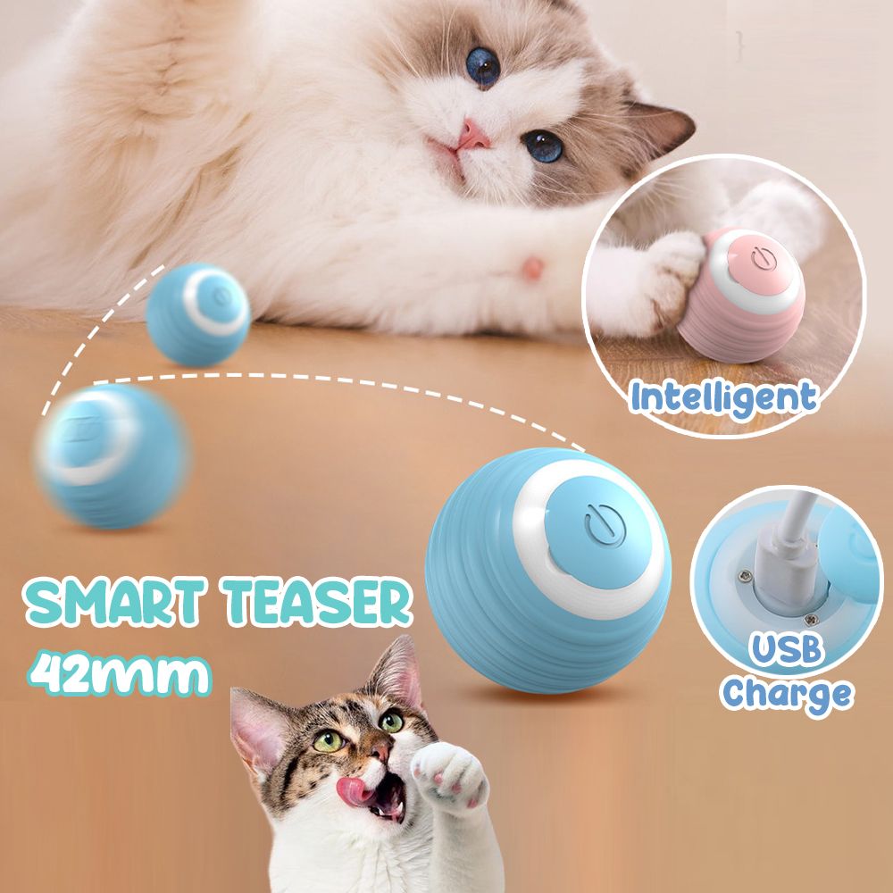 Rechargeable Interactive Cat Toy Ball Smart Electric Automatic Rolling Ball Led Cat Intelligent Teaser Pet Toy