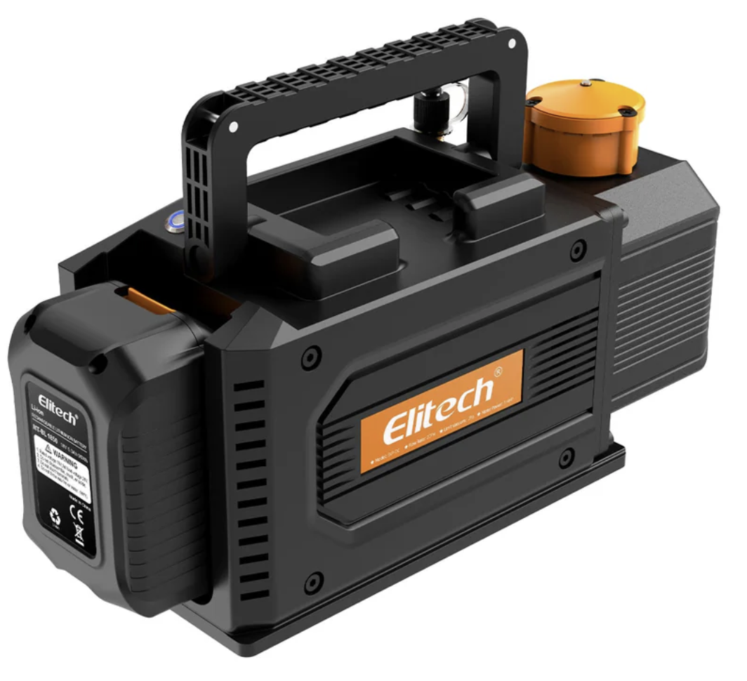 Elitech SVP-DC Smart Cordless Vacuum Pump A2L Compatible , 2-Stage HVAC Vacuum Pump, 1 L/s Pumping Rate, 2Pa Extreme Pressure, for HVAC/R