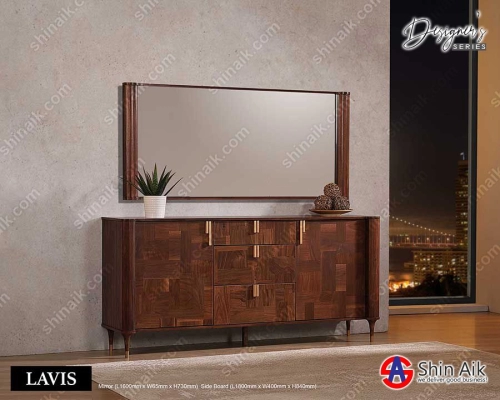 LAVIS MRSB - Designer's Series Fully Set Up Gold Accent Elegant Style Sideboard & Mirror