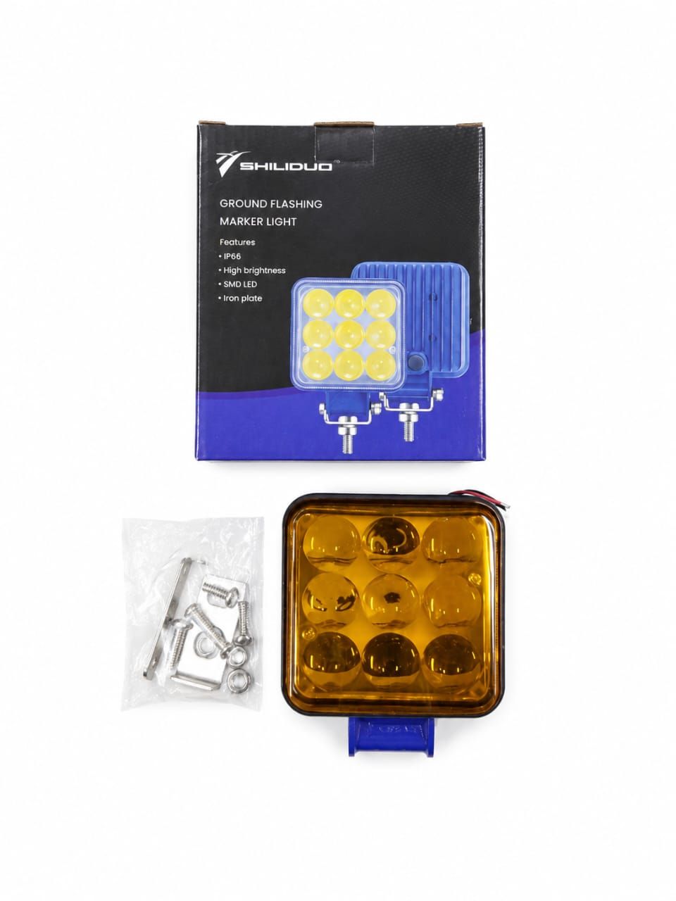 SHILIDUO LED Spot Light 4" 9 LENS Square Yellow 12V-36V SD-3410