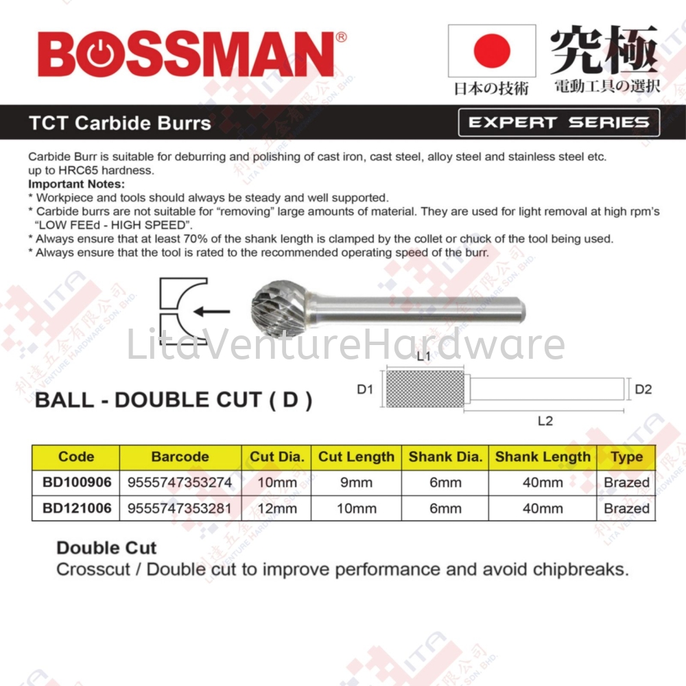 BOSSMAN BRAND BALL DOUBLE CUT(D) - BD100906 BD121006