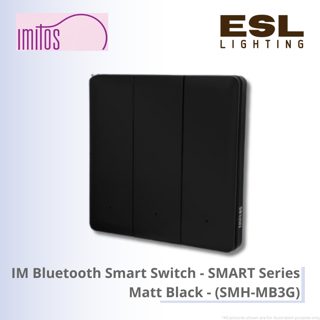 IMITOS IM Bluetooth Smart Switch (Neutral Wire Required) SMART Series Matt Black - SMH-MB3G