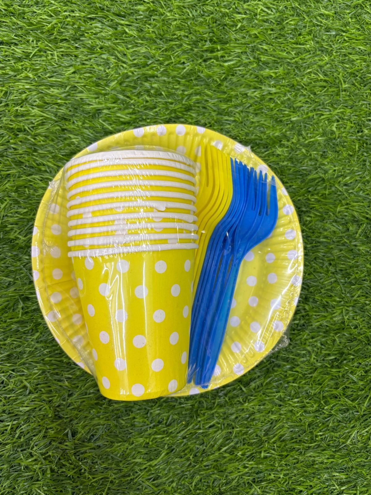 7inch Round Paper Plate & Cup with Fork 10pcs (P-7RPCF)