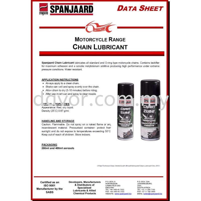 technical data sheet chain lube