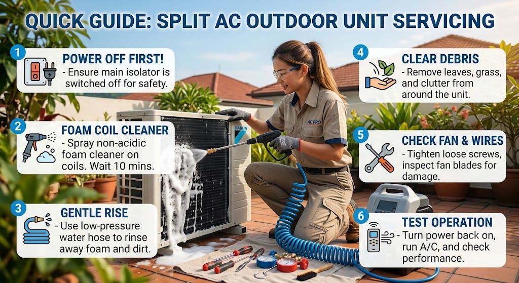 Split AC outdoor unit servicing guide