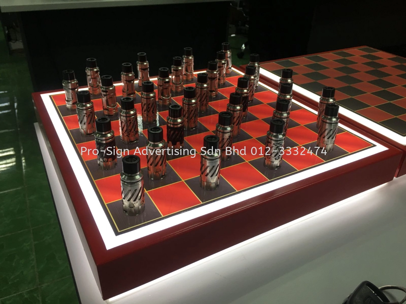 ACRYLIC CHESS BOARD WITH LED LIGHT (REKA, BATU CAVES, 2019)