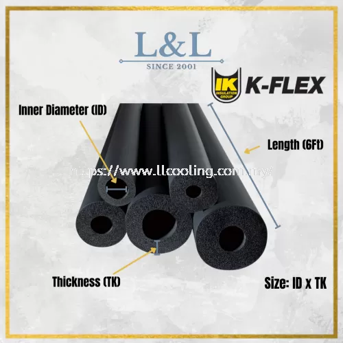 KFLEX Insulation Pipe - Inner Diameter 3/8",1/2",5/8", 3/4", 7/8" Thickness 3/8", 1/2"