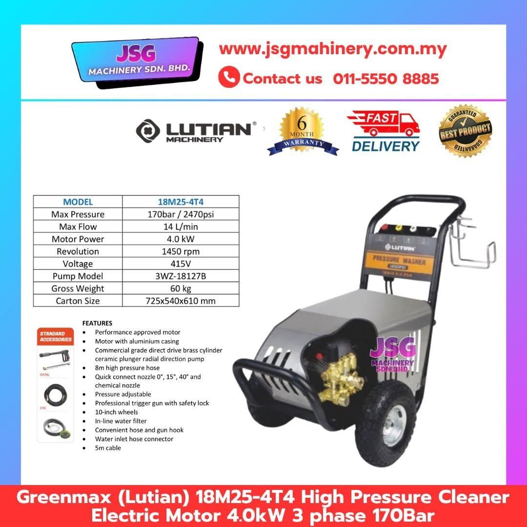 LUTIAN 18M25-4T4 Electric High Pressure Cleaner 4.0KW 3 Phase 170Bar Heavy Duty Washer