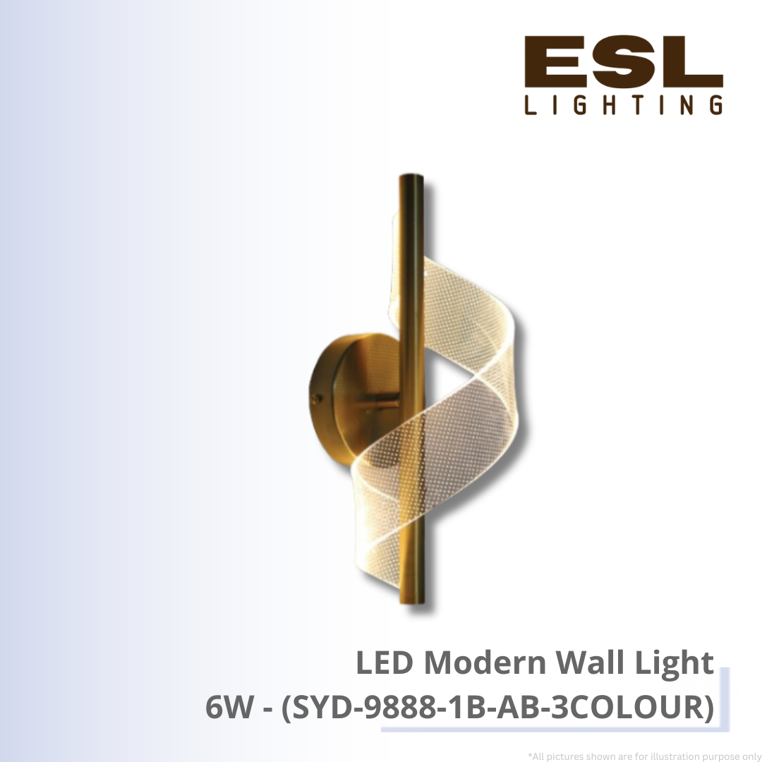 LED Modern Wall Light 6W - SYD-9888-1B-AB-3COLOUR