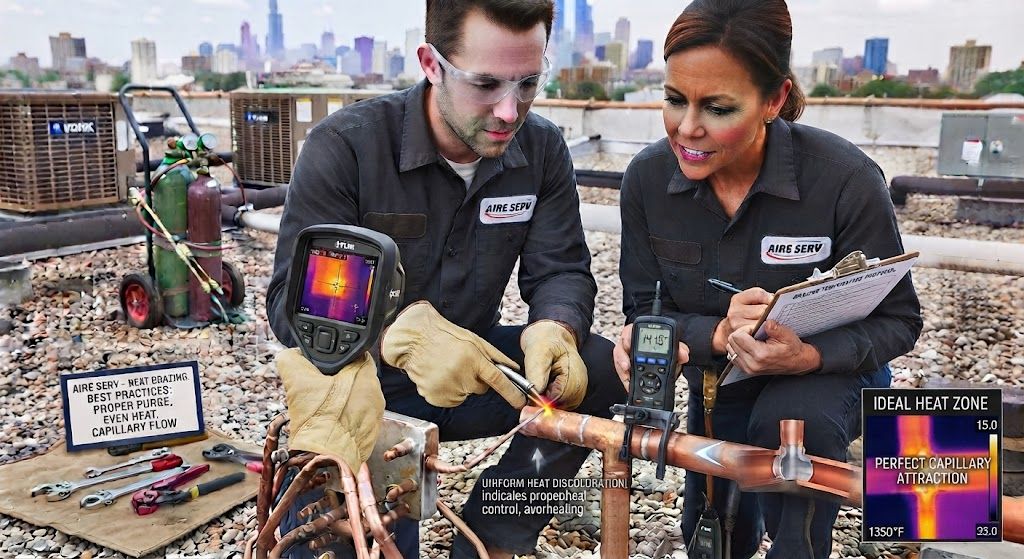 HVAC brazing temperature range copper pipes