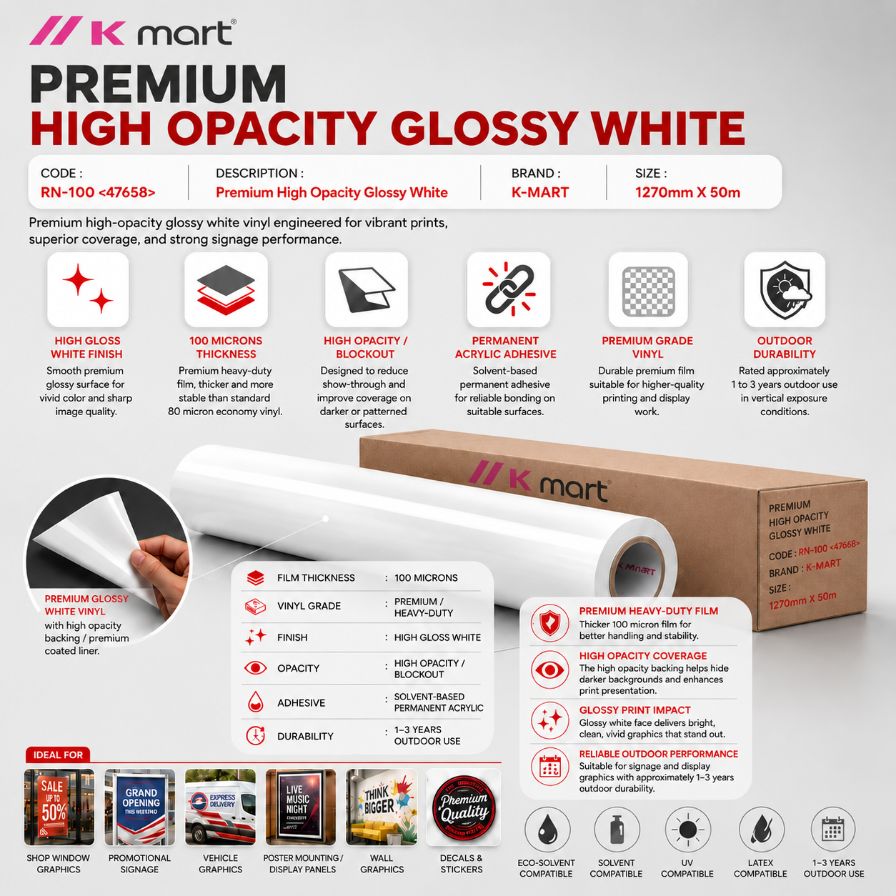 [ RN-100 <47658> ] Premium High Opacity Glossy White