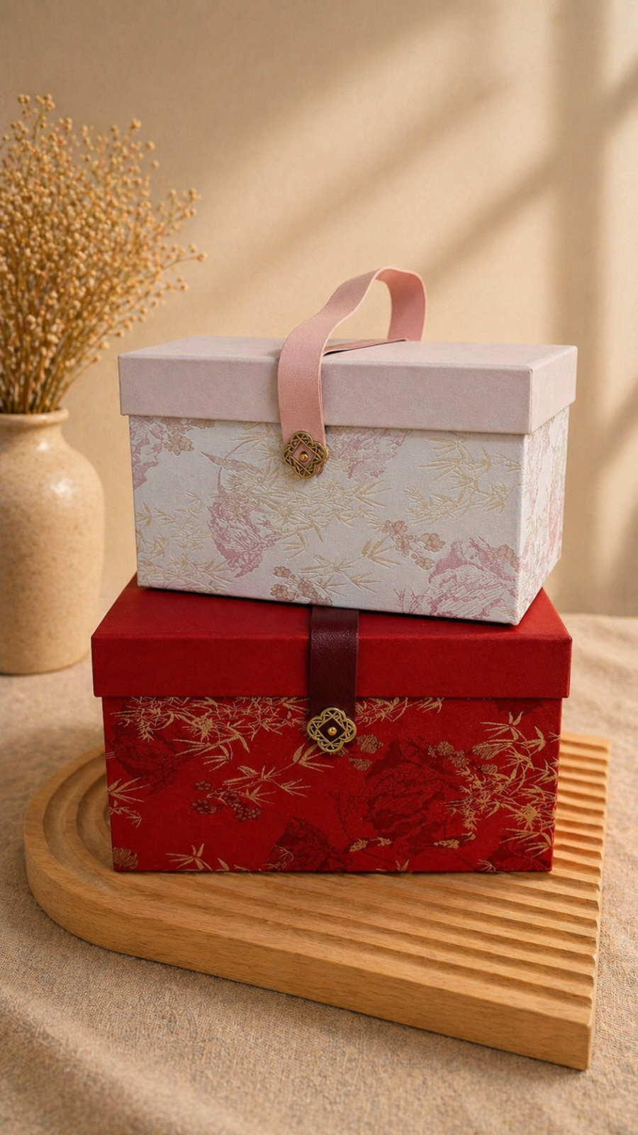 UNIGOLD The Signature Oriental Gift Box Spacious Interior Silk Material Gold Charm Closure