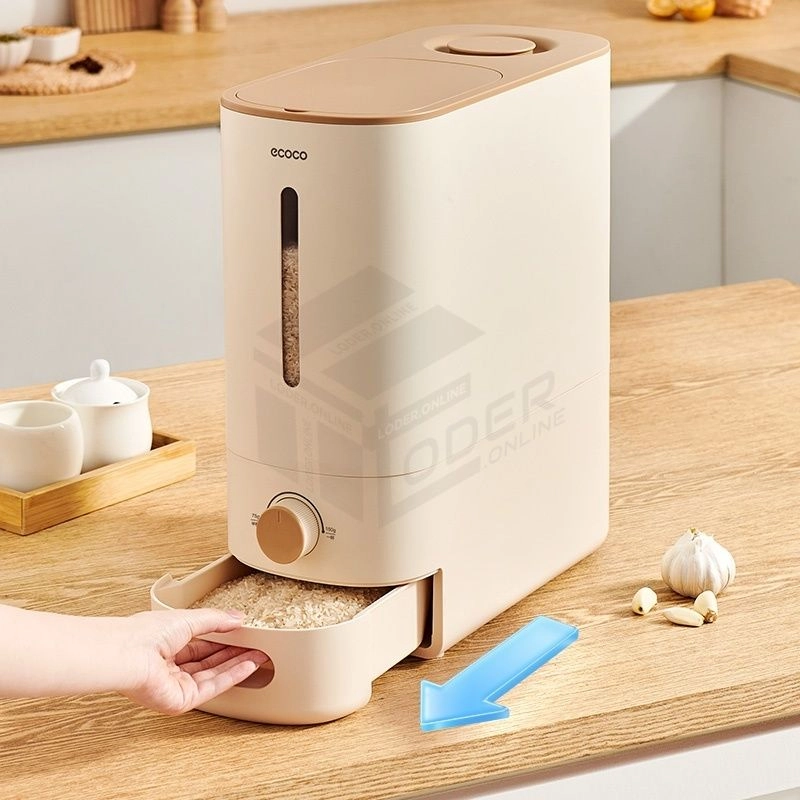 LODER ECOCO Rice Storage Container Airtight Rice Dispenser Rice Bucket ...