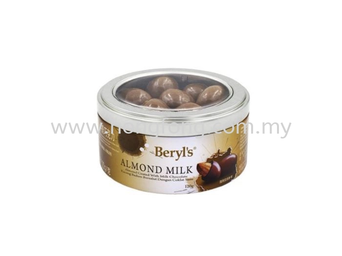 BERYL'S ROUND TIN-ALMOND MILK CHOCO(120G)/tins