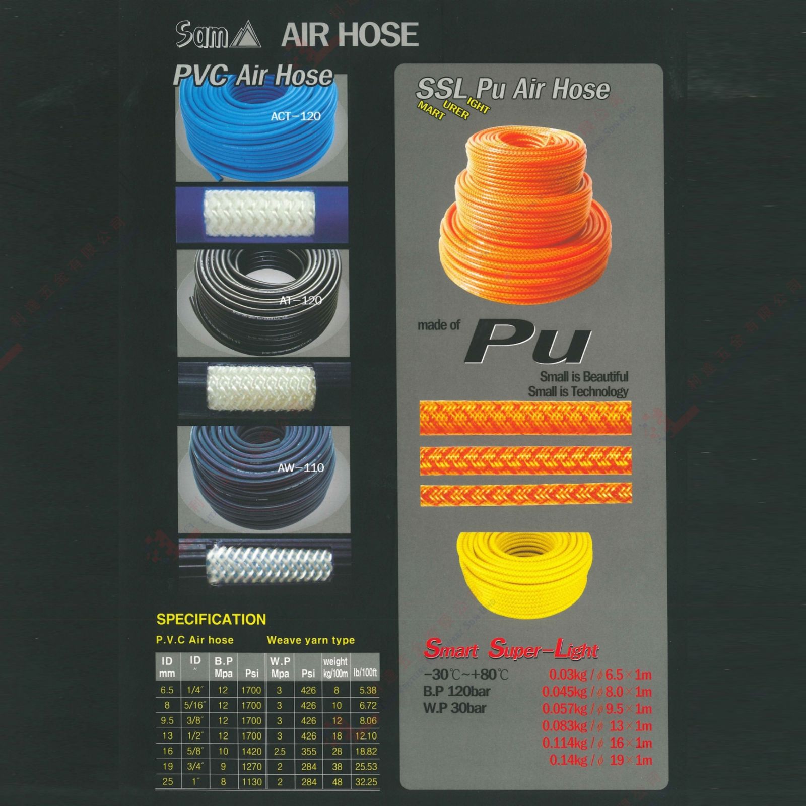 SAMHOSE BRAND PVC AIR HOSE - ACT120 AI120 AW110