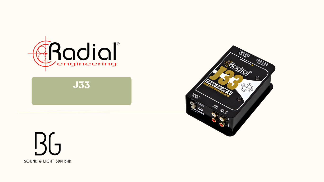 Radial Engineering J33 黑胶唱机唱头前级放大器 DI 直通盒 适用于调音台与专业音响系统