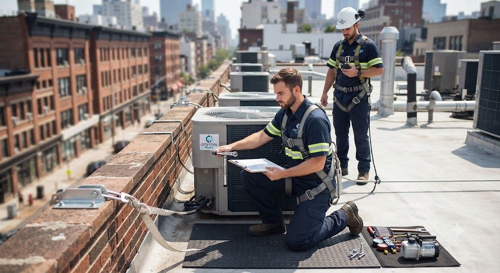 aircond repair work at height safety method
