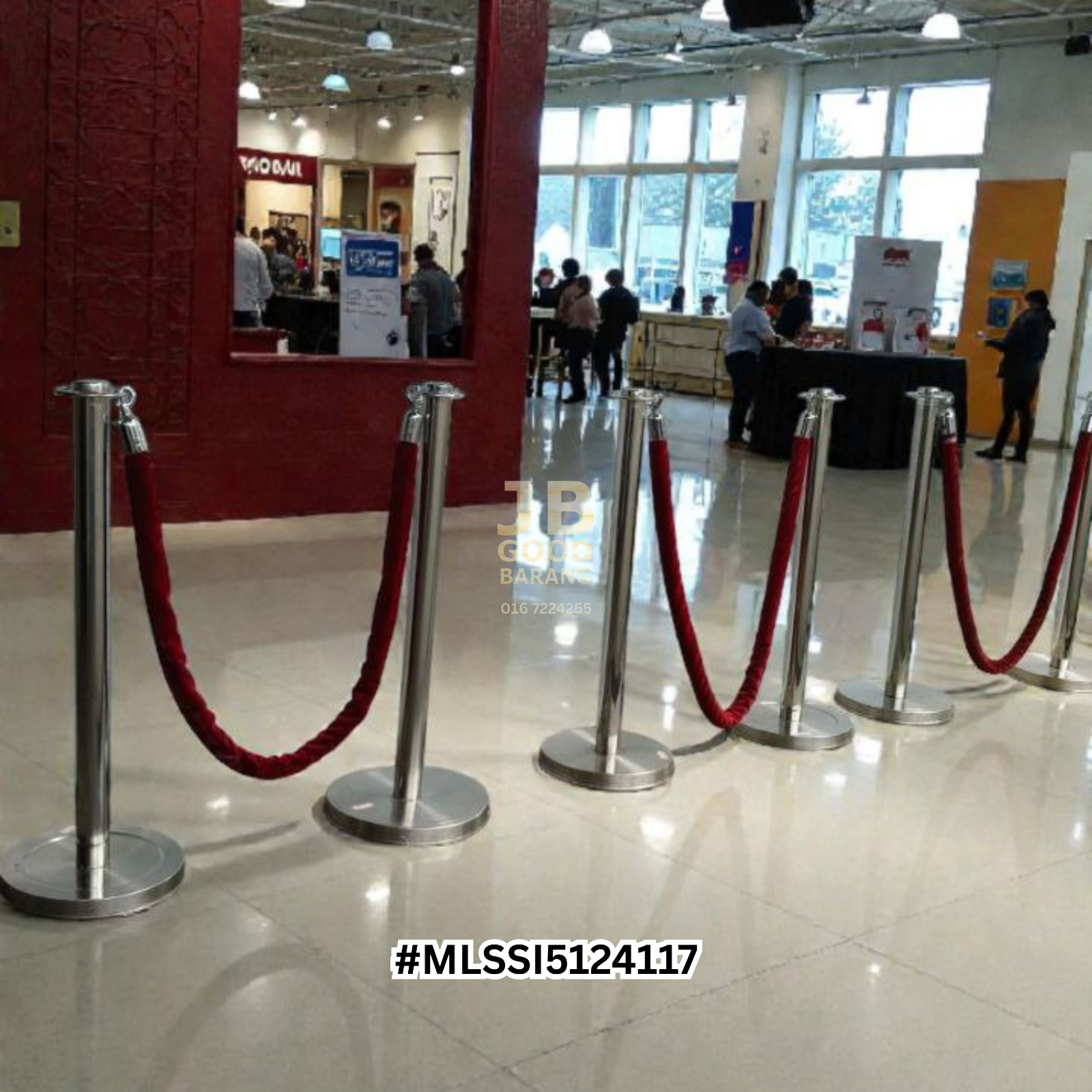 [2UNITSLEFT (GREENROPE)] Heavy Good Quality Stainless Steel Stanchion Posts with Red Velvet Rope