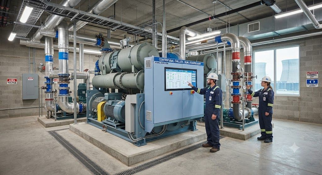 Dual compressor centrifugal chiller installation