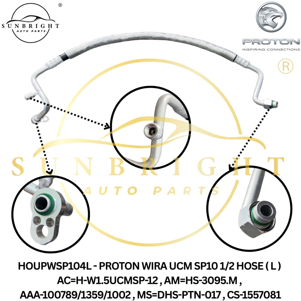 HOUPWSP104L - PROTON WIRA UCM SP10 1/2 HOSE ( L ) AC=H-W1.5UCMSP-12 , AM=HS-3095.M , AAA-100789/1359/1002 , MS=DHS-PTN-017 , CS-1557081