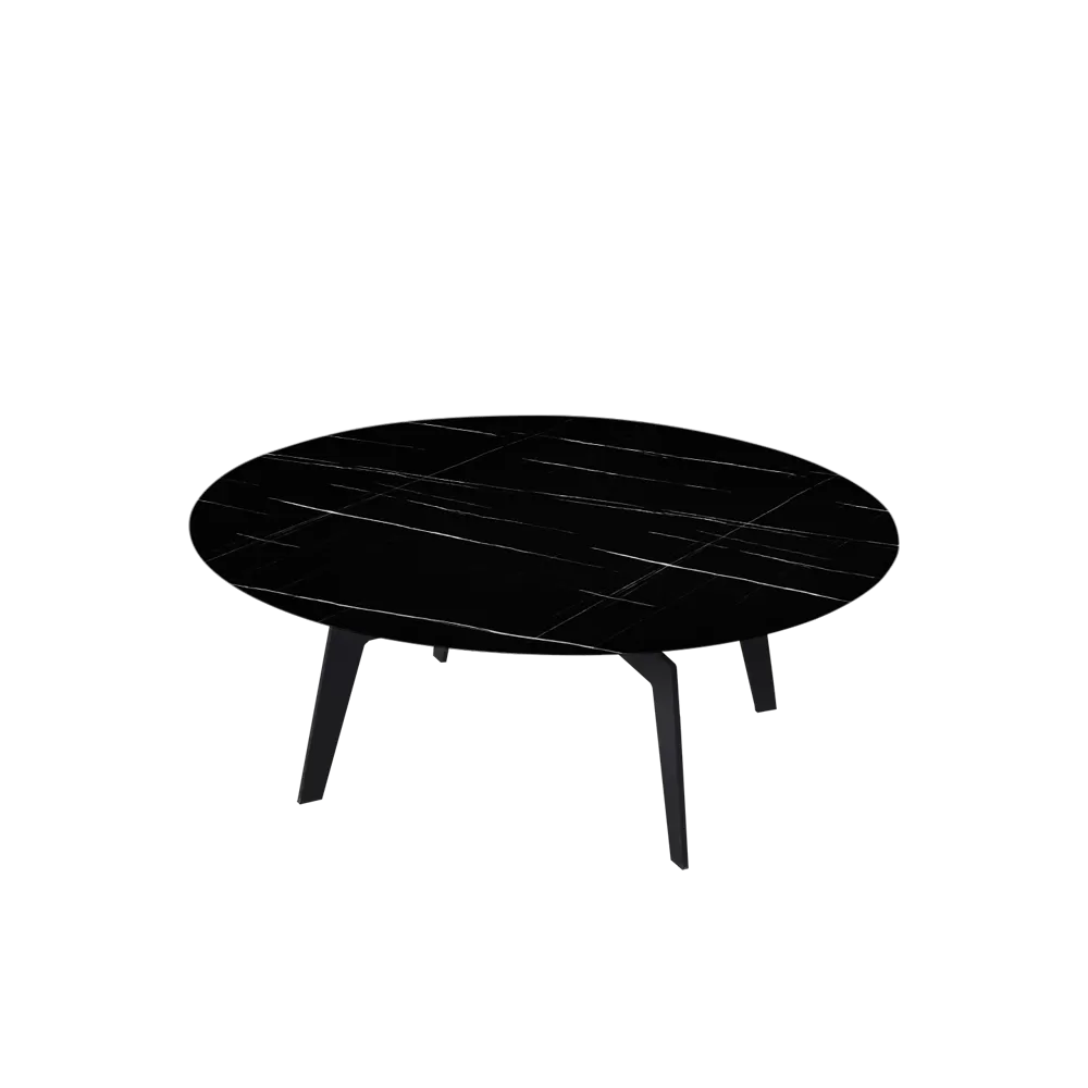 Sienna Round Marble Coffee Table (Black)