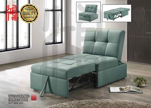 FUNCTIONAL SINGLE SEATER SOFA BED HF 21 APPLE GREEN