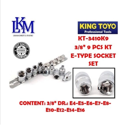 KING TOYO 3/8" E-TYPE SOCKET SET KT-3410K9