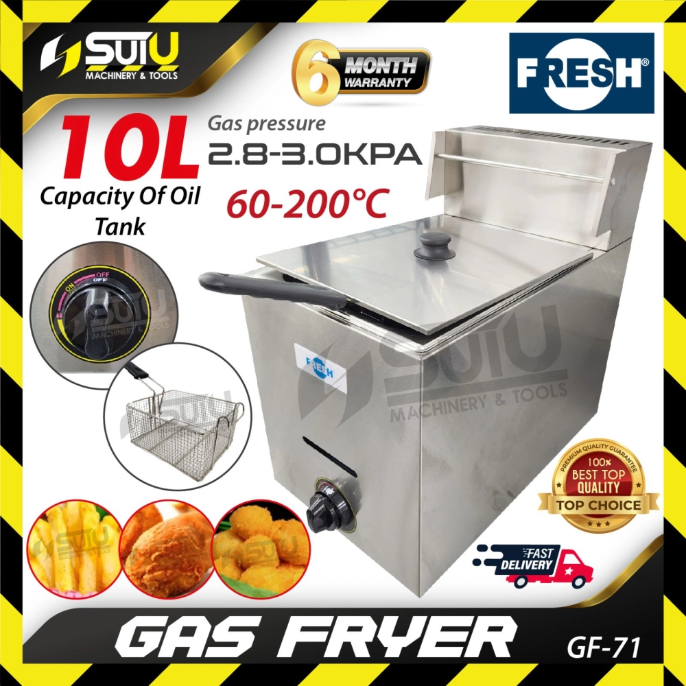 FRESH GF-71 / GF71 10L Single Tank Deep Gas Fryer / Deep Fryer 3kPa (LPG GAS)