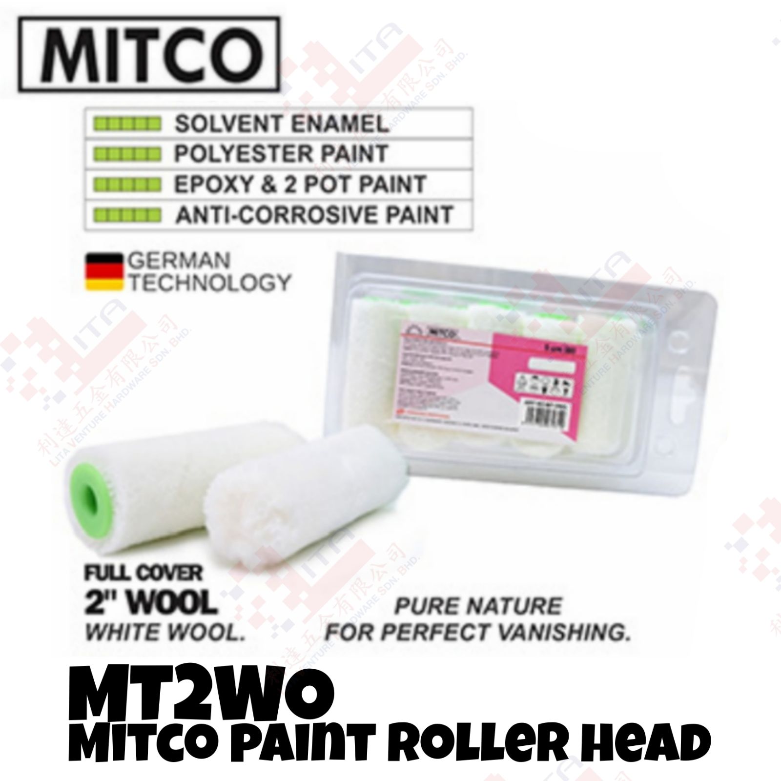 MITCO BRAND 2'' PAINT ROLLER HEAD - MT2WO