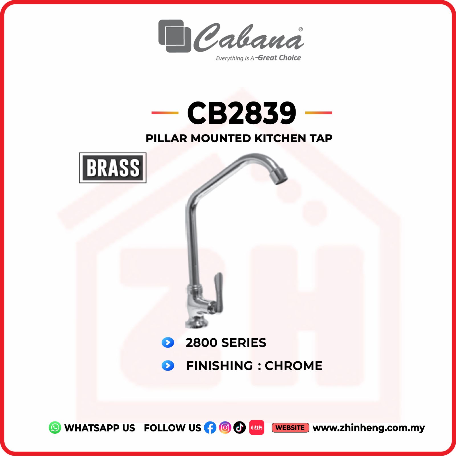 CABANA Pillar Mounted Kitchen Tap CB2839