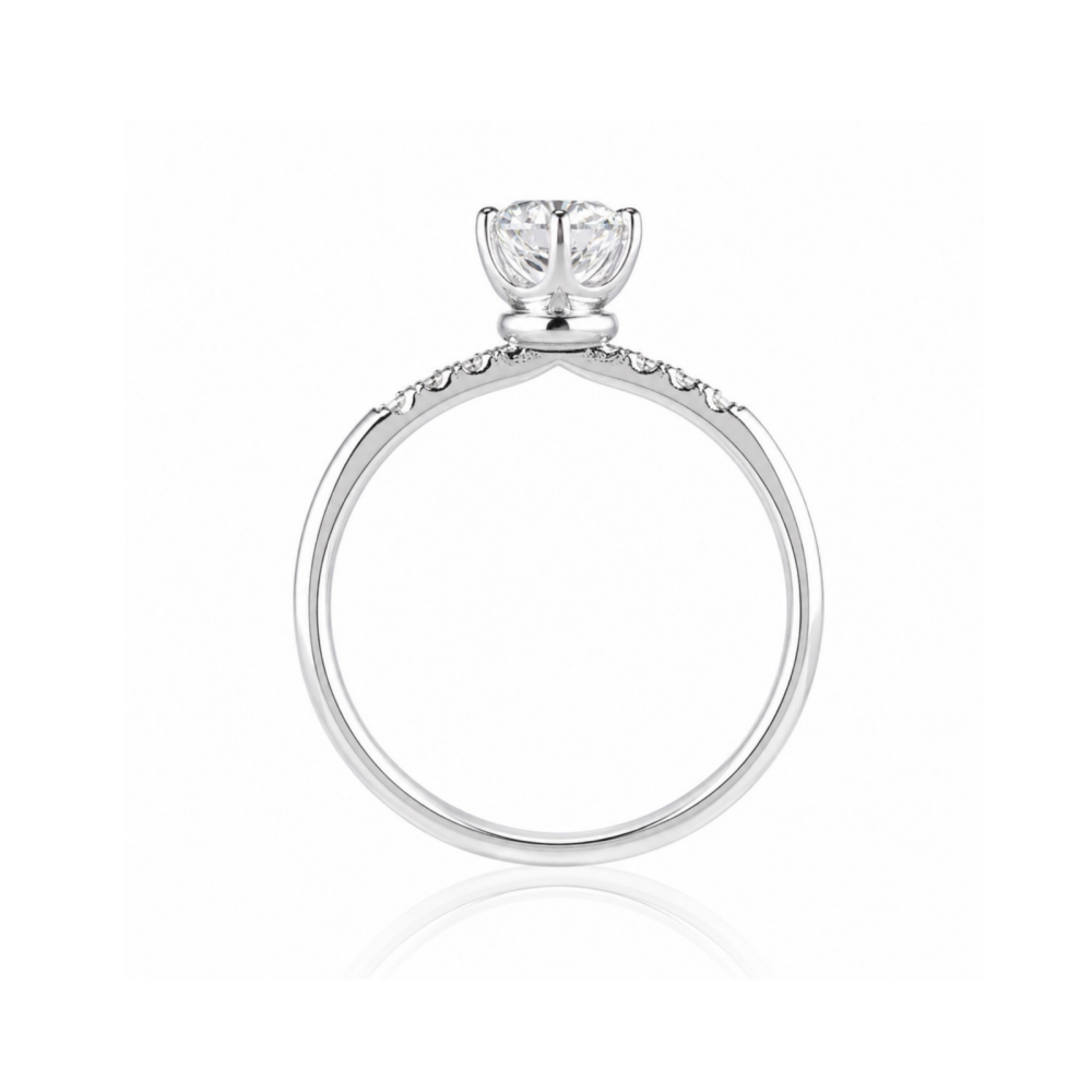 Roman & Co庐 Saelira Pav茅 Accent Solitaire Engagement Ring
