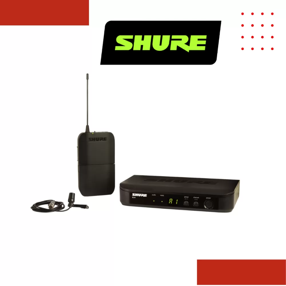 Shure BLX14/CVL Wireless Lavalier Microphone System, BLX4 Receiver, BLX1 Bodypack Transmitter & CVL Cardioid Condenser Lavalier Mic