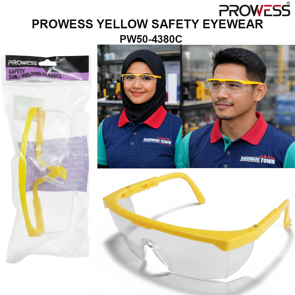 PROWESS YELLOW SAFETY EYEWEAR | PROTECTIVE SAFETY GLASSES | LIGHTWEIGHT IMPACT-RESISTANT EYE PROTECTION ( PW50-4380C )