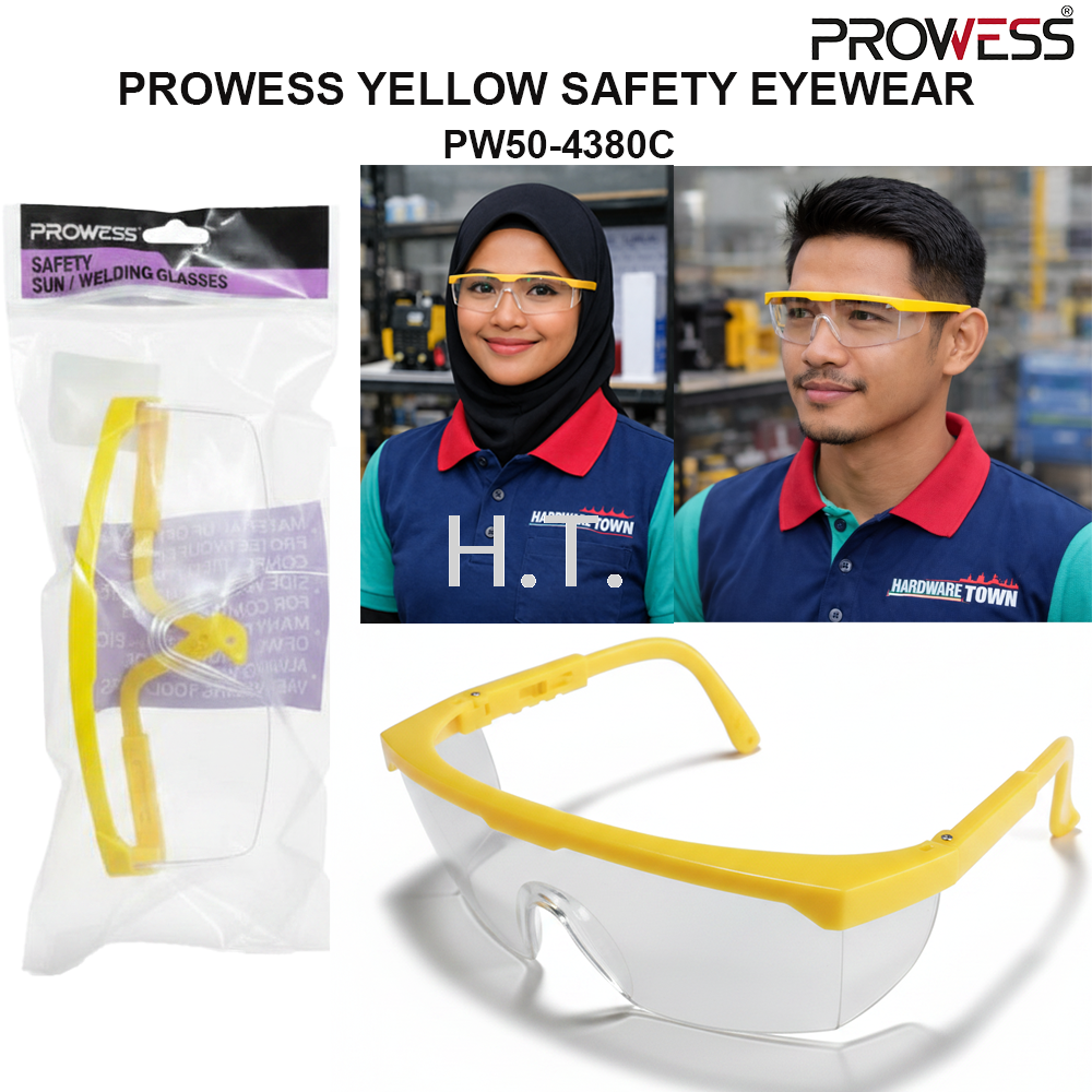 PROWESS YELLOW SAFETY EYEWEAR | PROTECTIVE SAFETY GLASSES | LIGHTWEIGHT IMPACT-RESISTANT EYE PROTECTION ( PW50-4380C )