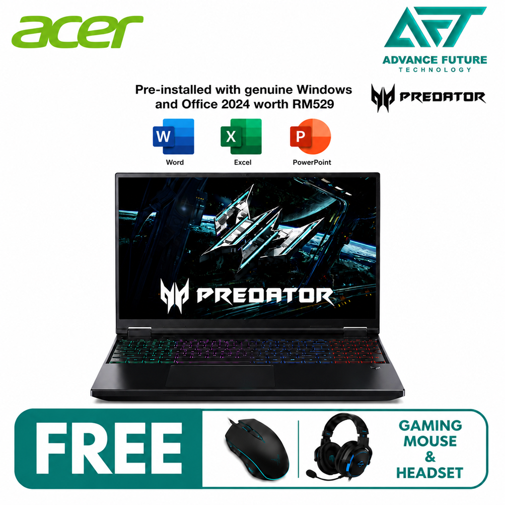 Acer Predator Helios Neo 16 PHN16-I31-72SS 16'' WQXGA 180Hz Gaming Laptop Black ( Intel Core i7 14650HX, 16GB, 1TB SSD, RTX5060, W11, H&S 2024&M365 )