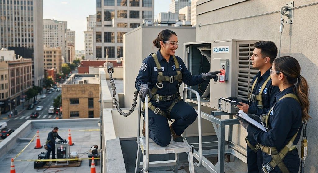 commercial aircon maintenance height safety