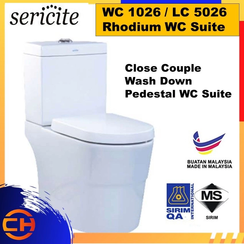 WC 1026 / LC 5026 Rhodium WC Suite Close Couple Wash Down Pedestal WC Suite , P-Trap – 185mm /Bottom Outlet – 300mm